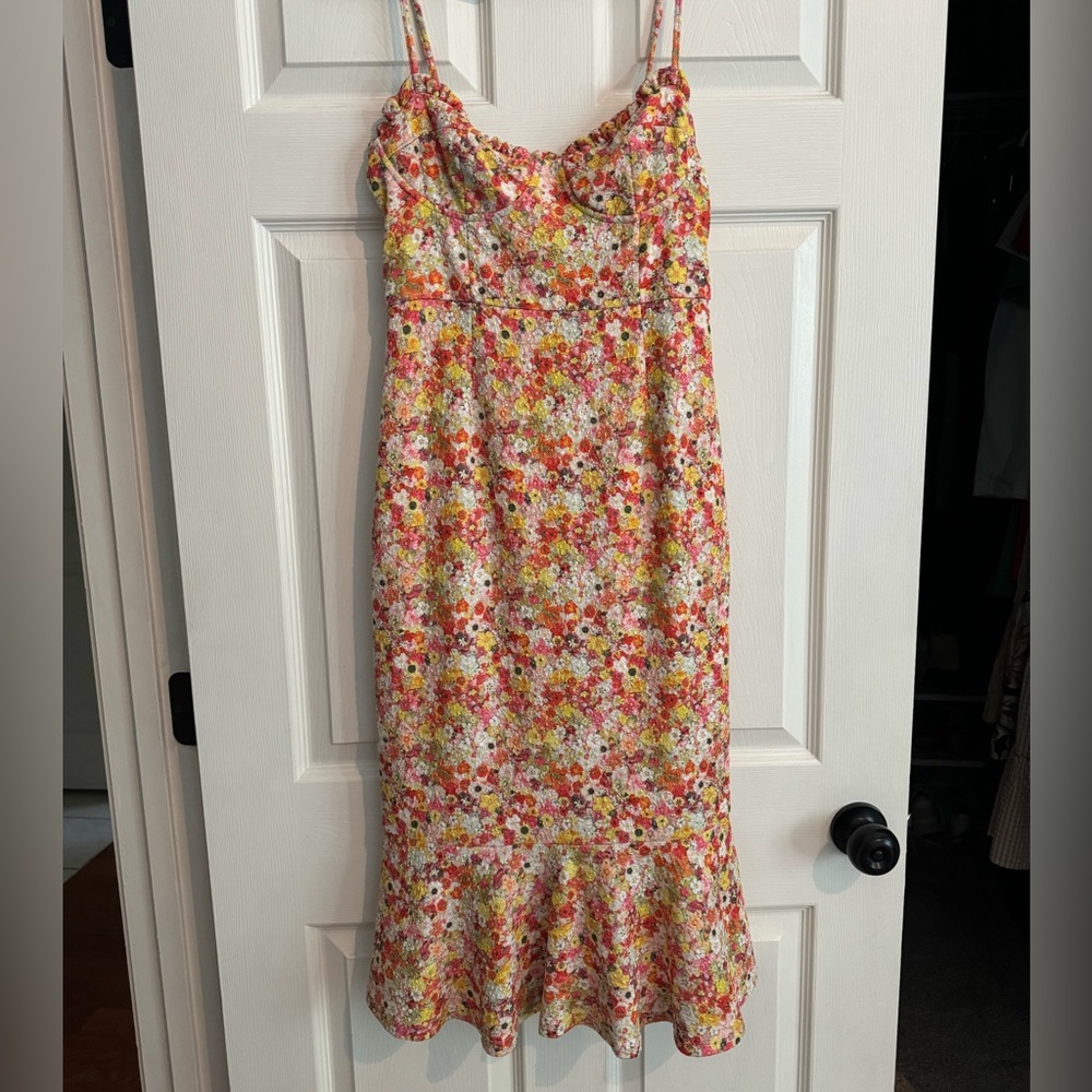 HUTCH Selene Floral Bustier Midi Dress